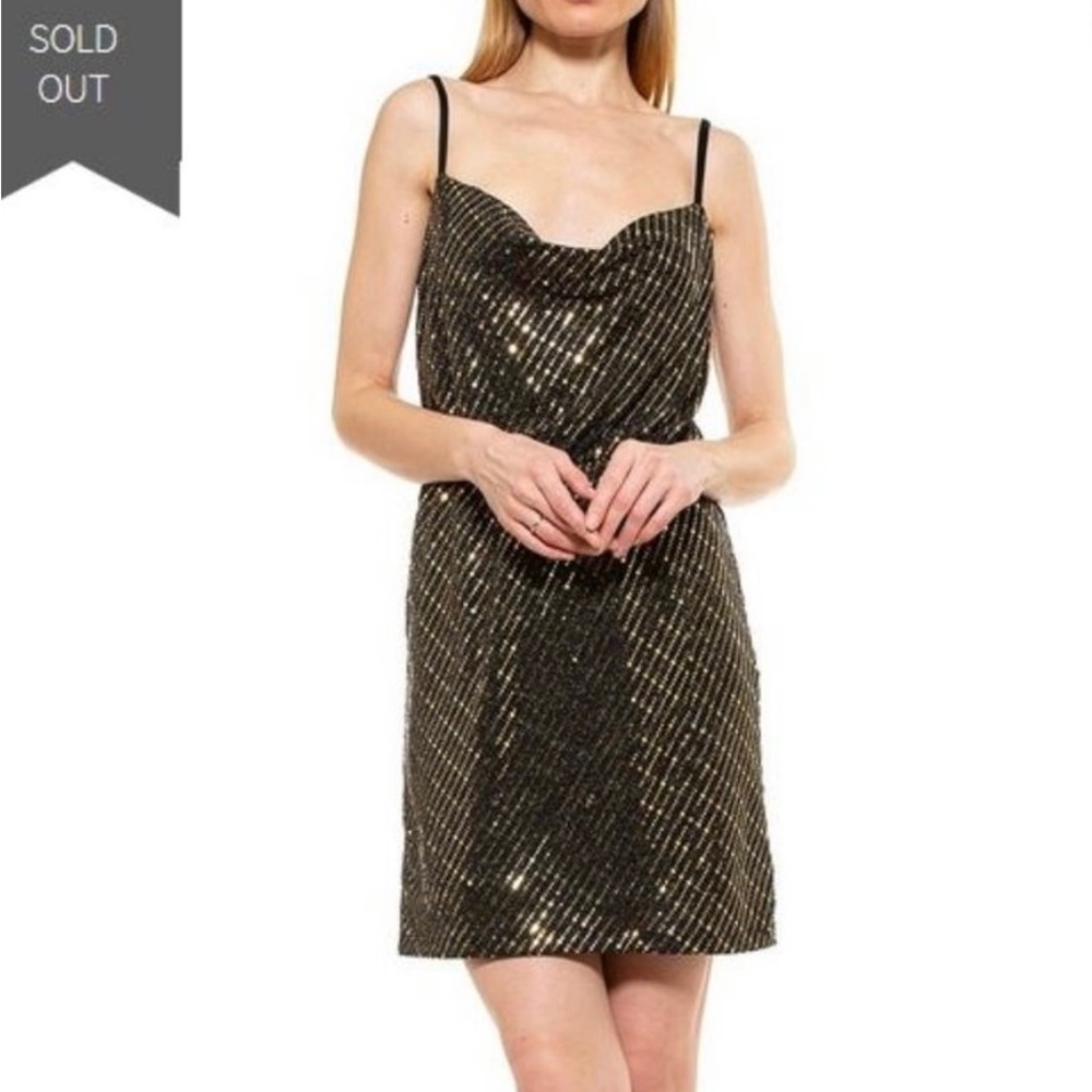 NWT • Alexia Admor Kylien Draped Gold Mini Dress • Med